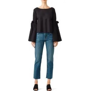 Free People Black Bell Sleeve Tie Top